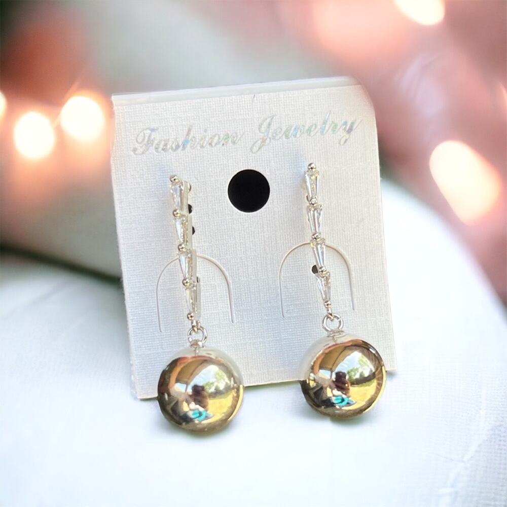 NEW Silver Tone Stacked Bar Ball Dangle Earrings Fashion Jewelry